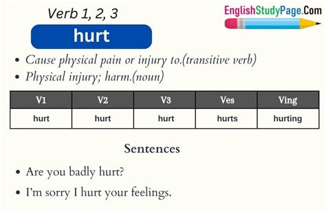 hurt conjugaison|hurt verb 1 2 3.